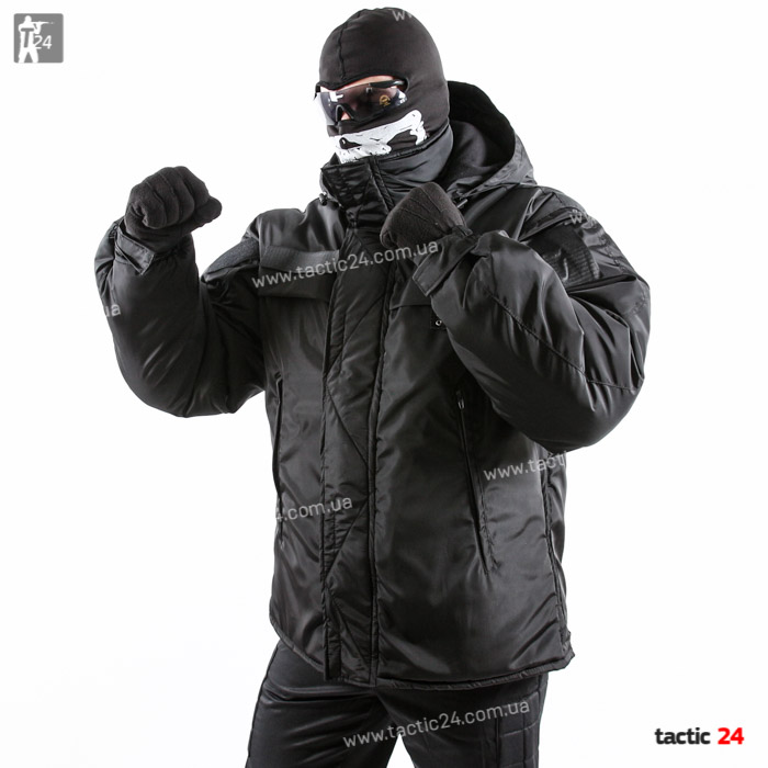 Зимний бушлат (812) Полиция (матовая ткань) Черный в военторг tactic24.com.ua